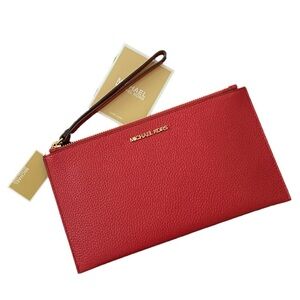 Michael Kors Jet Set Large Zip  Red Clutch